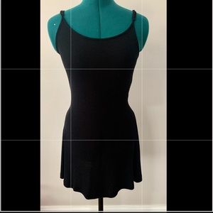flowy, black, ribbed, tank top dress